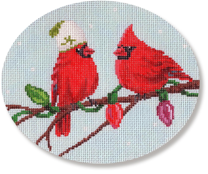 Red Cardinals with Christmas Lights