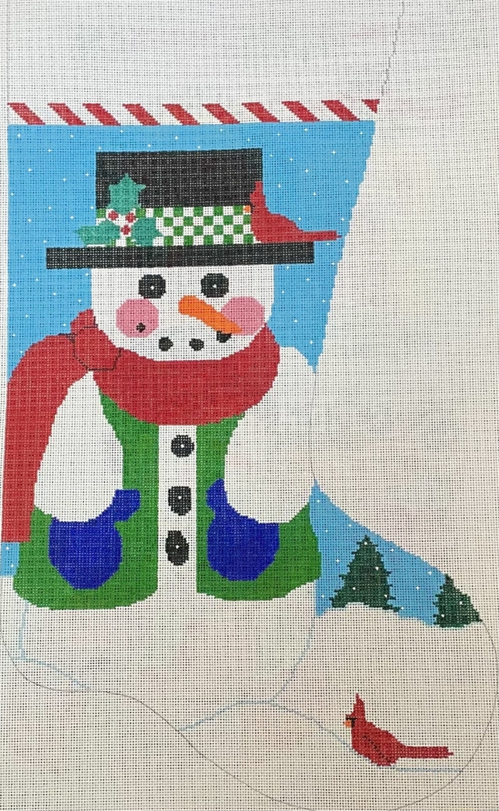 Snowman with red birds