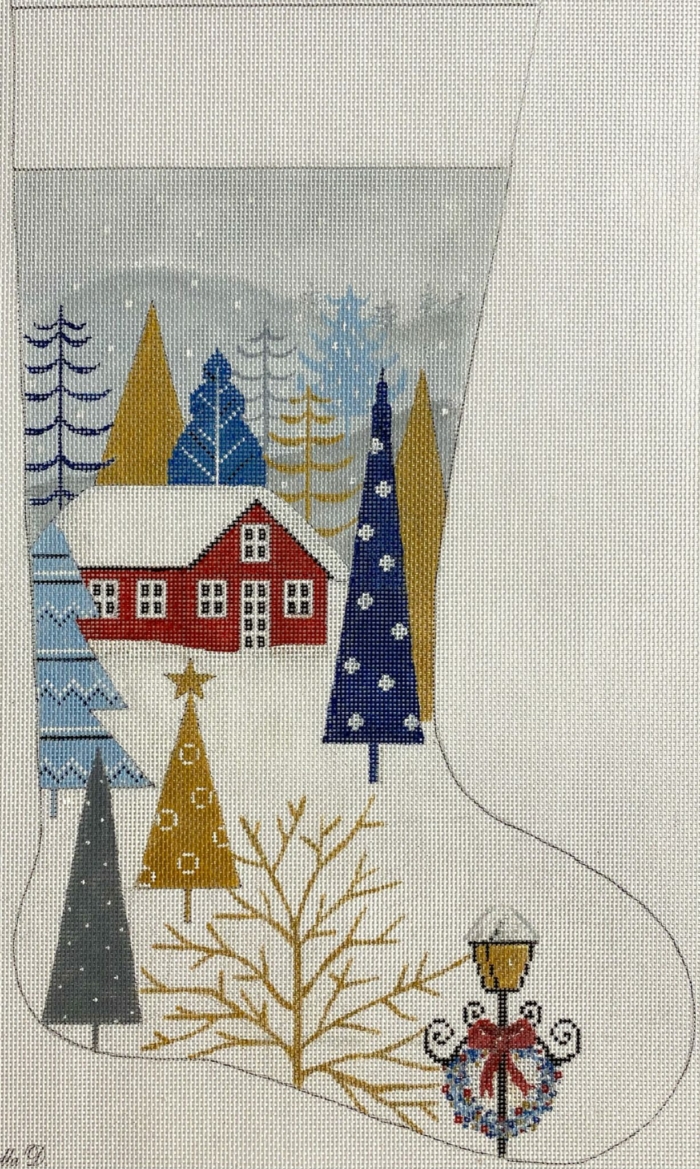 Blue & Gold Christmas Scene