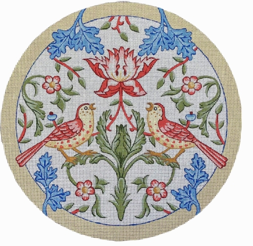 William Morris Blue Flower Round