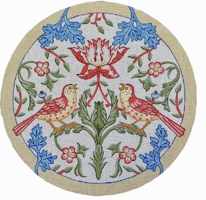 William Morris Blue Flower Round