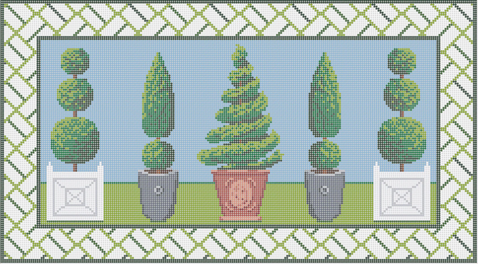 Topiary with Brick Border Topiary with Brick Border