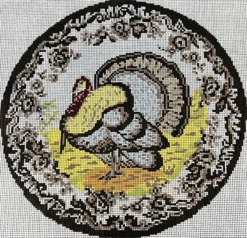 Transferware Turkey Pillow