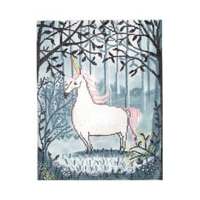 Unicorn in Blue Forest