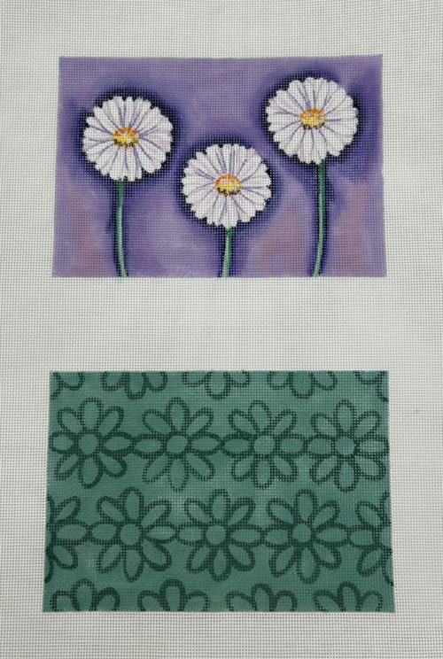 Flowers with Purple Background and Green Flower Outline