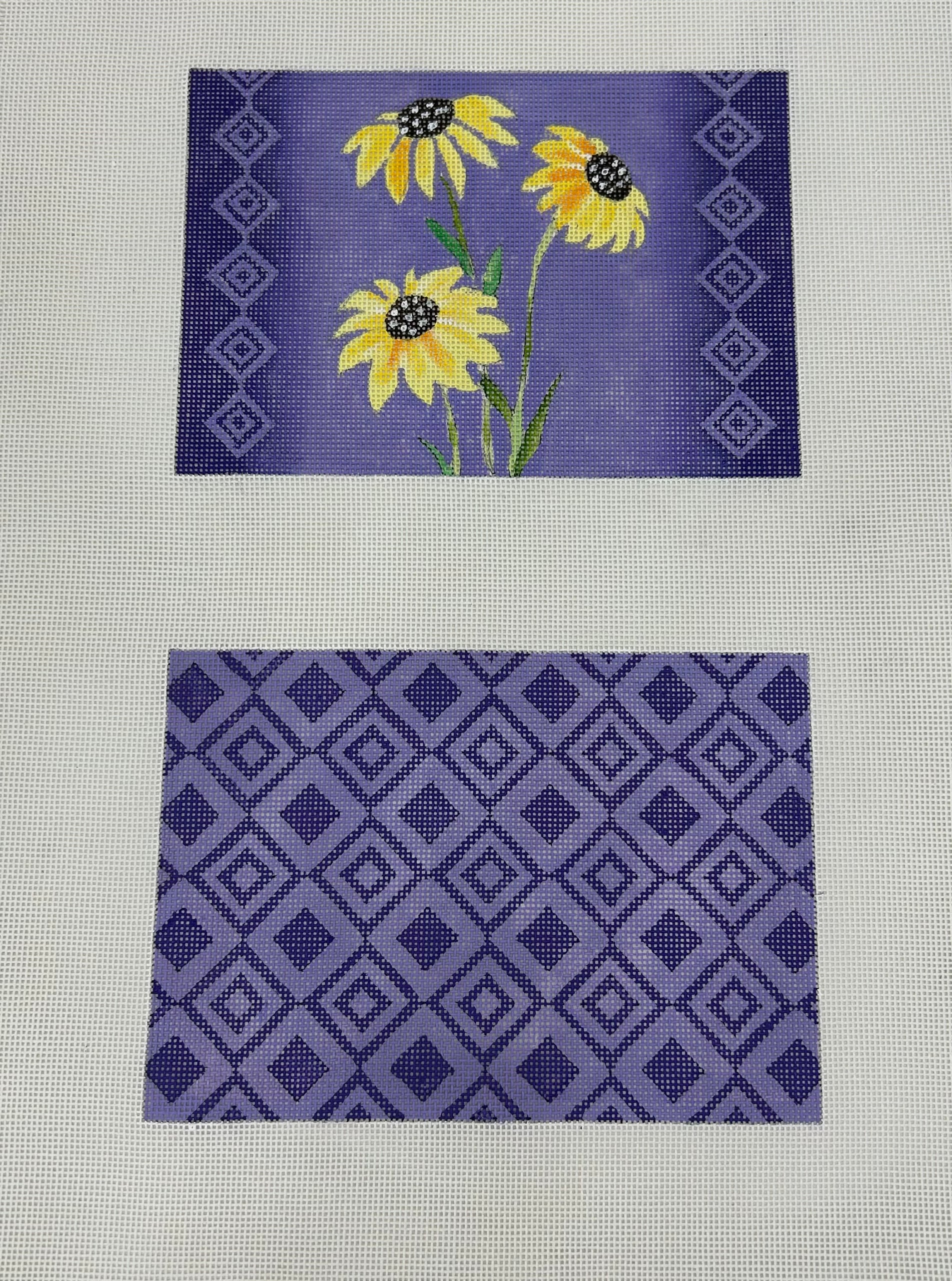 Gerber Daisy and Purple Diamond Pattern