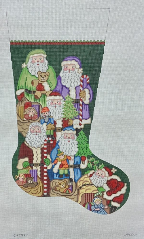 Santas on Green