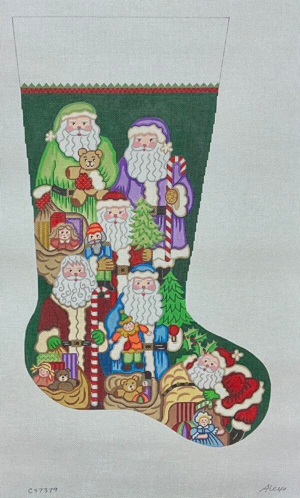 Santas on Green