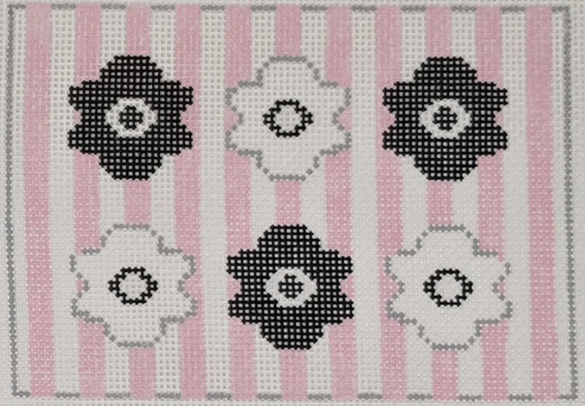 Flowers on Pink Stripes